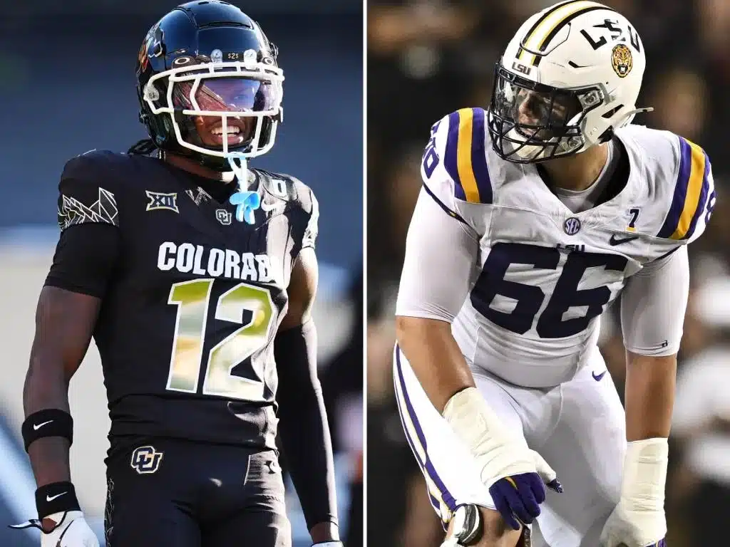 L-R: 2025 NFL Draft prospects Travis Hunter and Will Campbell (Images via USA Today)